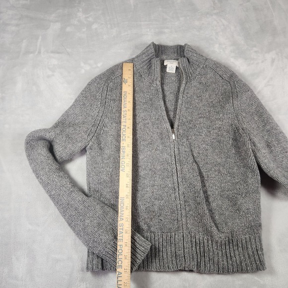 Brooks Brothers Womens Zip Up Cardigan Sz M Gray Preppy Academia University - Picture 3 of 4